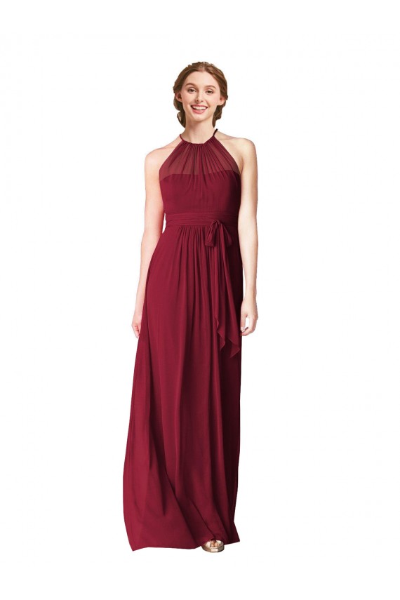 Cheap Halter Neck Chiffon Bridesmaid Dress with Shirred Bodice Canada