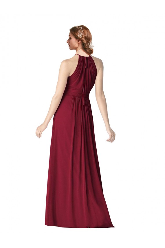 Cheap Halter Neck Chiffon Bridesmaid Dress with Shirred Bodice Canada