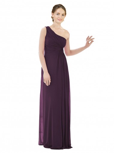 Cheap Draped One Shoulder Full Length Chiffon Bridesmaid Dress Canada