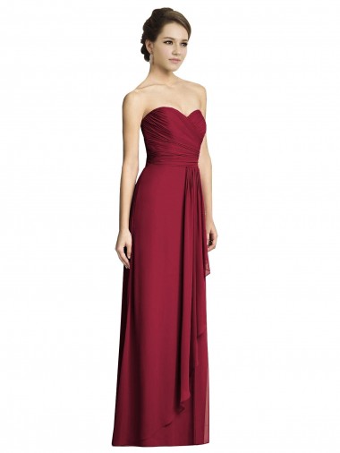 Cheap Long Strapless Chiffon Bridesmaid Dress with Side Slit Canada