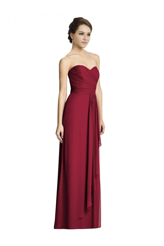 Cheap Long Strapless Chiffon Bridesmaid Dress with Side Slit Canada