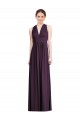 Cheap Long Chiffon V-Neck Bridesmaid Dress with Shirred Bodice Canada