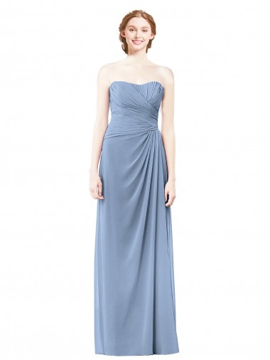 Cheap Strapless Long Chiffon Bridesmaid Dress with Sweetheart Neckline Canada