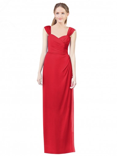 Cheap Long Chiffon Bridesmaid Gown with Neckline Straps Canada