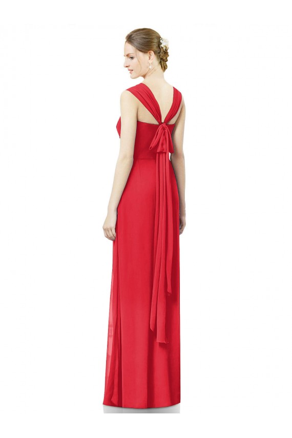Cheap Long Chiffon Bridesmaid Gown with Neckline Straps Canada