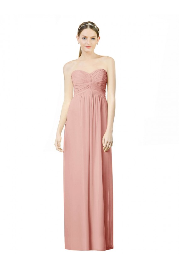 Cheap Long Chiffon Sweetheart Bridesmaid Dress with Twist Bodice Canada