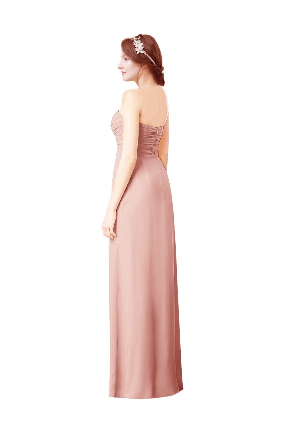 Cheap Long Chiffon Sweetheart Bridesmaid Dress with Twist Bodice Canada