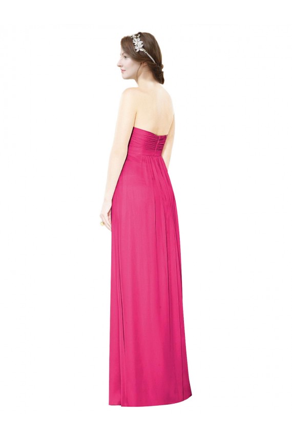 Cheap Full Length Strapless Long Chiffon Dress with Waistband Canada