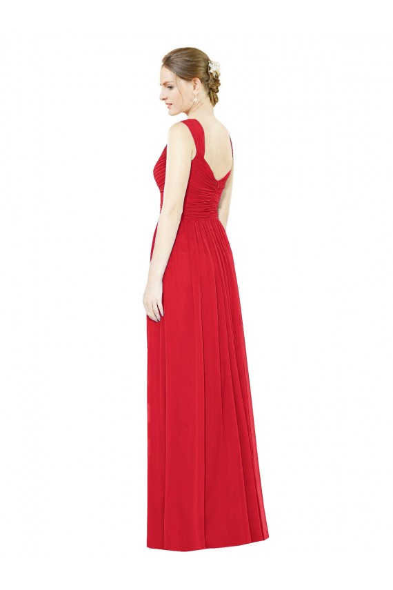 Cheap Full-Length Long Chiffon Bridesmaid Dress with Side Front Slit Canada