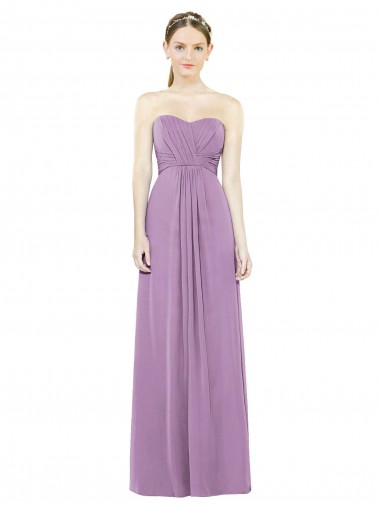 Cheap Sweetheart Neckline Strapless Chiffon Bridesmaid Dress with Wrap Pleat Canada