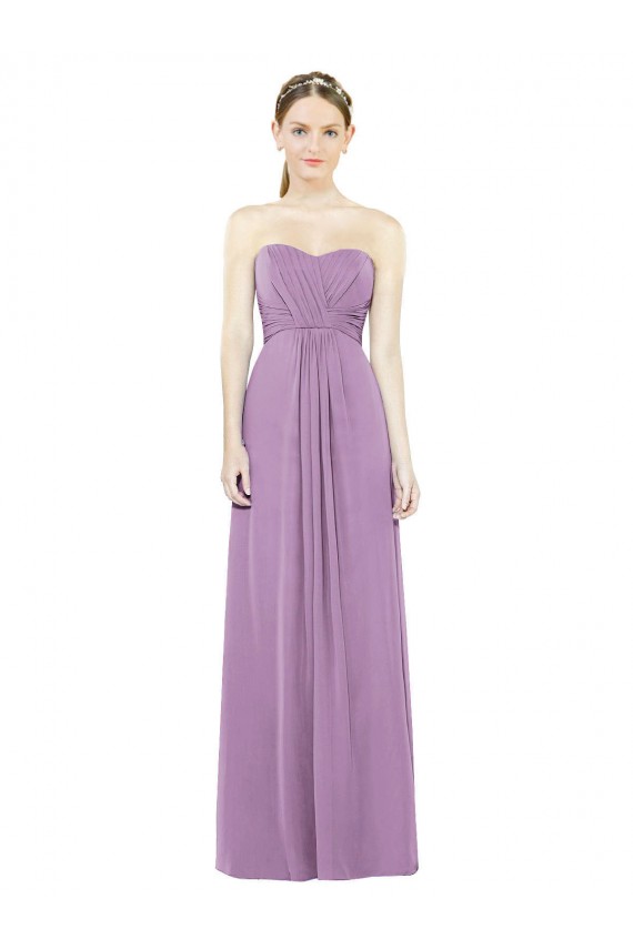 Cheap Sweetheart Neckline Strapless Chiffon Bridesmaid Dress with Wrap Pleat Canada