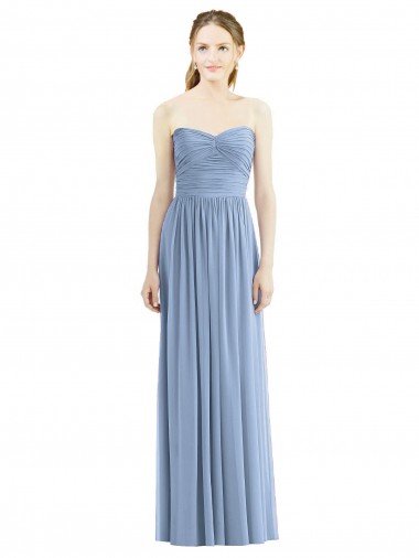 Cheap Strapless Long Chiffon Dress with Sweetheart Neckline And Draped Bodice Canada