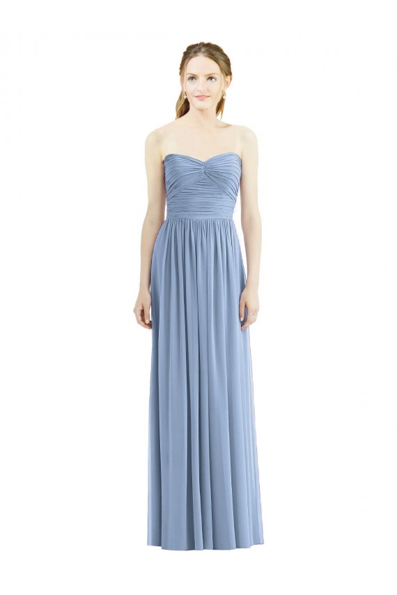 Cheap Strapless Long Chiffon Dress with Sweetheart Neckline And Draped Bodice Canada