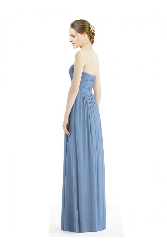 Cheap Strapless Long Chiffon Dress with Sweetheart Neckline And Draped Bodice Canada