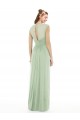 Cheap Sheer Back Cap Sleeves Long Chiffon Bridesmaid Dress  Canada