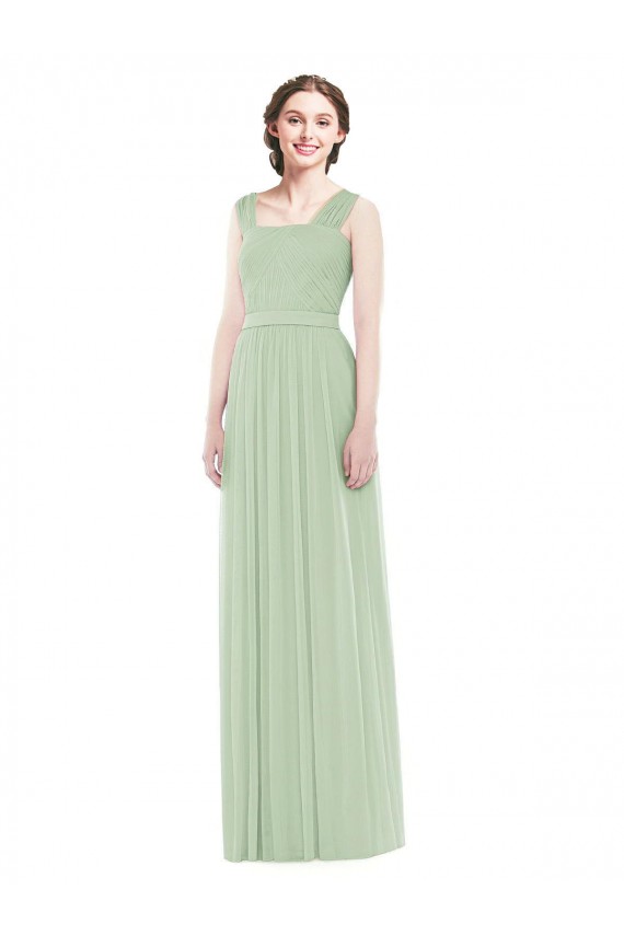Cheap Sleeveless Chiffon Long Bridesmaid Dress with Shoulder Straps Canada