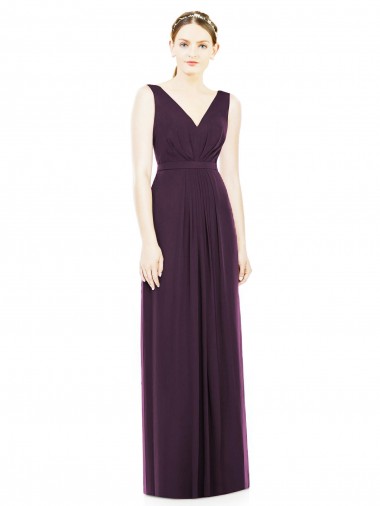Cheap V-Neckline Sleevelss Full Length Chiffon Bridesmaid Dress Canada
