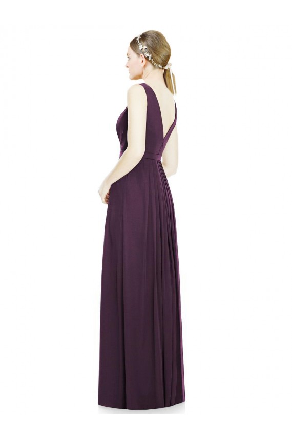 Cheap V-Neckline Sleevelss Full Length Chiffon Bridesmaid Dress Canada
