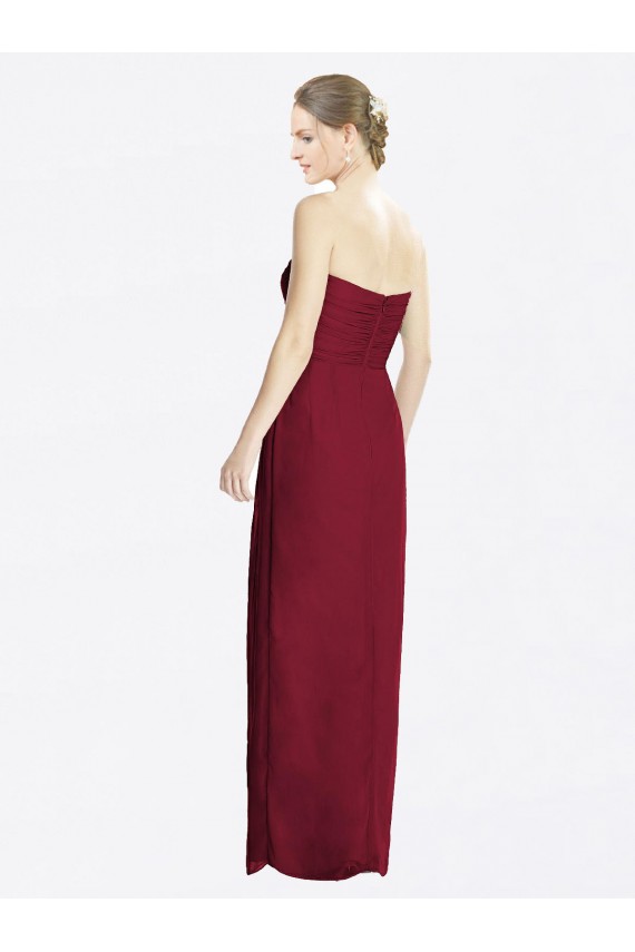 Cheap Strapless Sweetheart Long Chiffon Bridesmaid Dress Canada