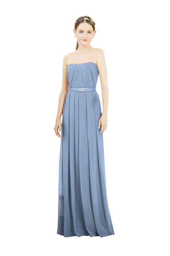 Cheap V-Pleat Chiffon Full-Length Strapless Bridesmaid Dress Canada