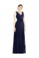 Cheap Full-Length V-Neck Lux Chiffon Bridesmaid Dress with V-Back Canada