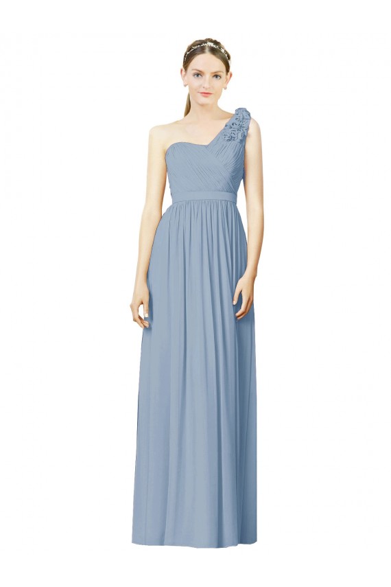 Cheap Flower Shoulder Draped One Shoulder Chiffon Bridesmaid Dress Canada