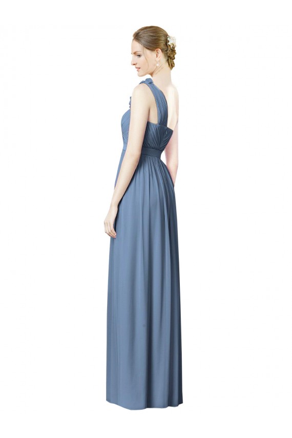 Cheap Flower Shoulder Draped One Shoulder Chiffon Bridesmaid Dress Canada