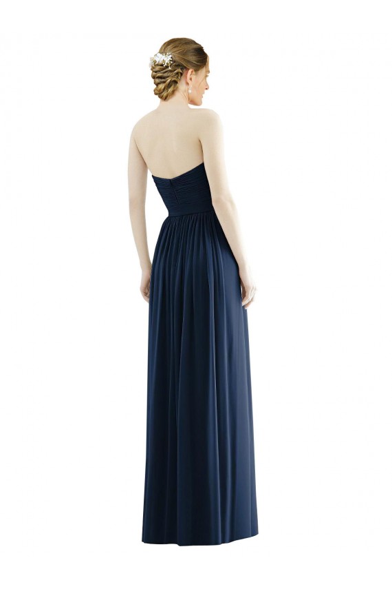 Cheap Low Back Draped Strapless Chiffon Bridesmaid Dress  Canada