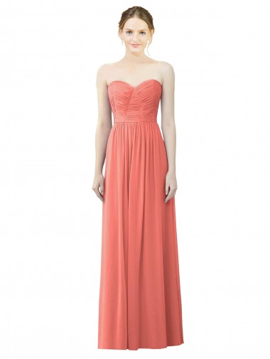 Cheap Draped Sweetheart Strapless Chiffon Bridesmaid Dress Canada
