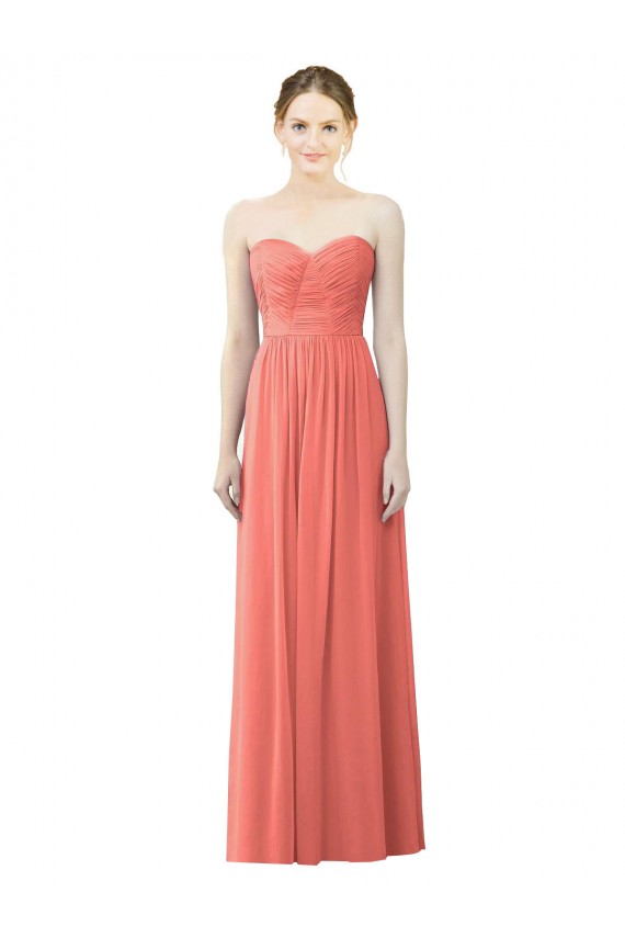 Cheap Draped Sweetheart Strapless Chiffon Bridesmaid Dress Canada