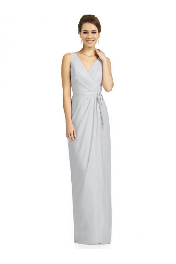Cheap Draped V-Neck Cocktail Length Chiffon Bridesmaid Dress Canada