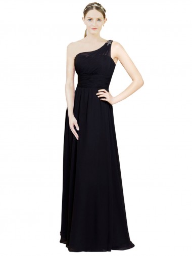Cheap Sweetheart Chiffon Bridesmaid Dress with Beaded One Shoulder Strap Canada