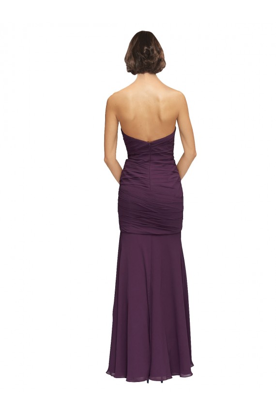 Cheap Full Length Chiffon Bridesmaid Dress with Sweetheart Neckline and Ruffles Canada