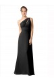 Cheap One Shoulder Full Length Chiffon Bridesmaid Dress with Shirred Bodice Canada