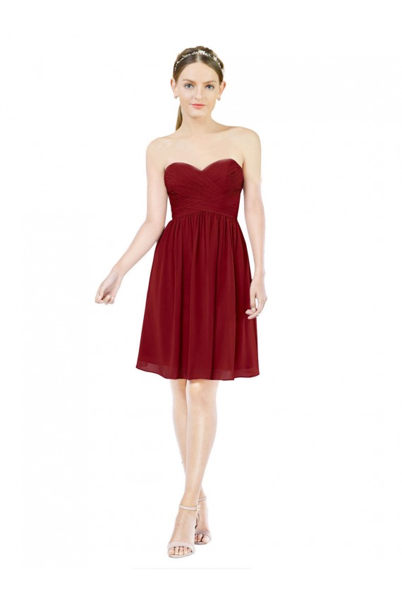 Cheap Short Sweetheart Knee Length Chiffon Bridesmaid Dress with Open Back Canada