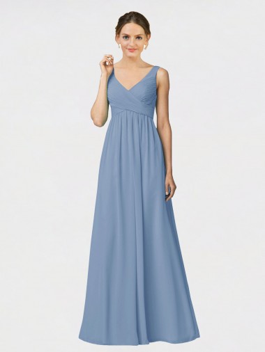 Cheap Long Chiffon Bridesmaid Dress with Sweetheart Neckline and Wide Straps Canada