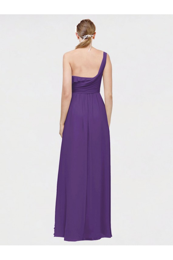 Cheap One Shoulder High Low Chiffon Bridesmaid Dress with Wrap Waist Canada