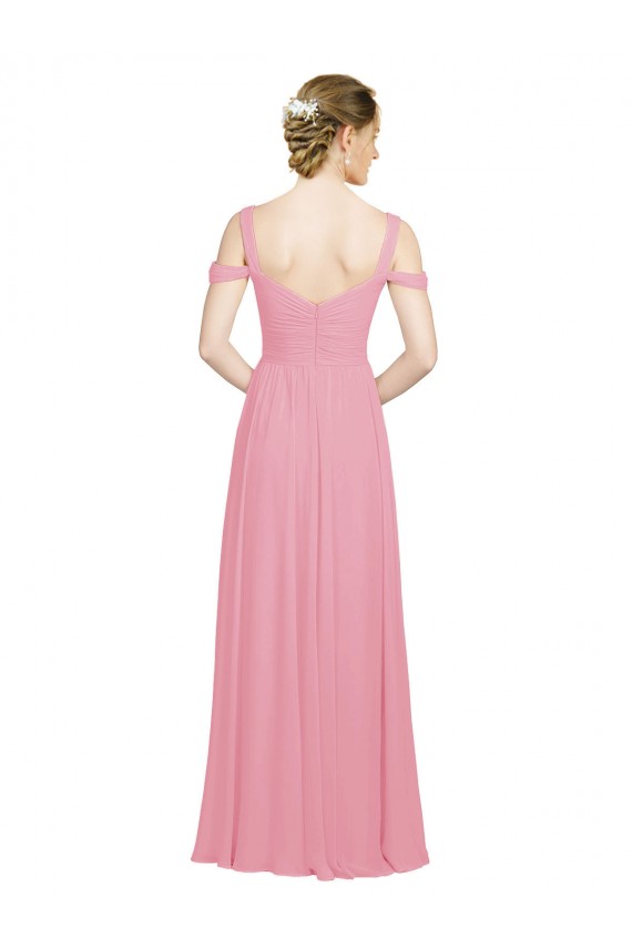 Cheap Sweetheart Long Chiffon Bridesmaid Dress with Off the Shoulder Straps Canada