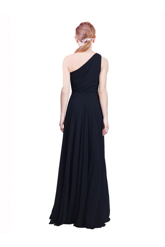 Cheap Long Chiffon Bridesmaid Dress with One Shoulder Neckline And Belt Canada