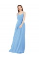 Cheap Pleated Low Back Long V-Neck Chiffon Bridesmaid Dress with Thin Straps Canada