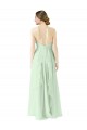 Cheap Front halter Neckline and Deep Back Long Chiffon Bridesmaid Dress Canada