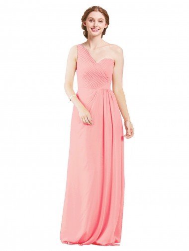 Cheap One Shoulder Sweetheart Neckline Long Chiffon Bridesmaid Dress Canada