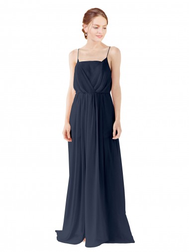 Cheap Spaghetti Straps Open Back Long Chiffon Bridesmaid Dress Canada