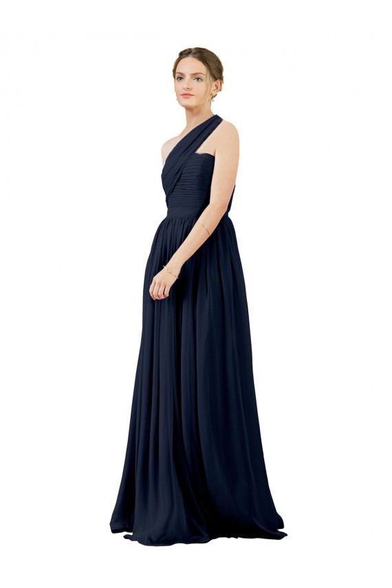 Cheap Draped One Shoulder Strapless Chiffon Bridesmaid Dress Canada