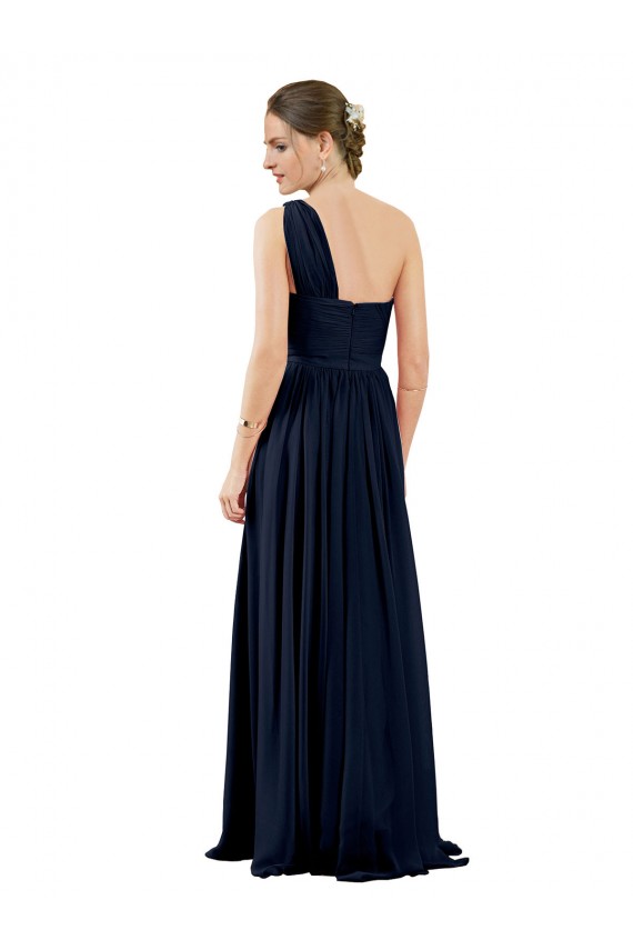 Cheap Draped One Shoulder Strapless Chiffon Bridesmaid Dress Canada