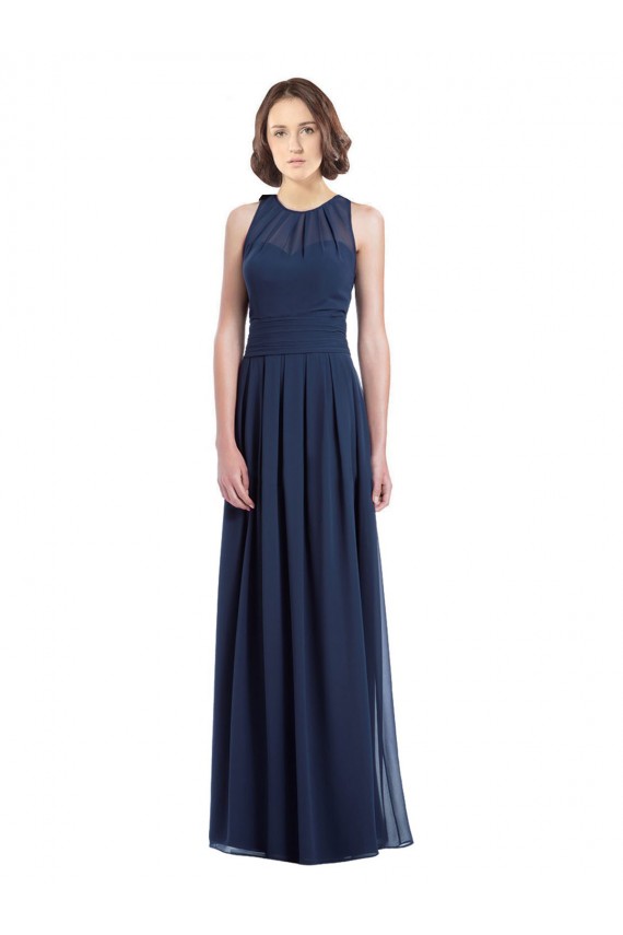 Cheap Chiffon High Neck Sleeveless Bridesmaid Dress with Pleats Canada