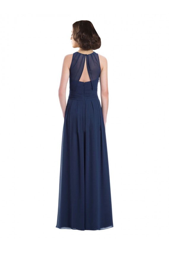 Cheap Chiffon High Neck Sleeveless Bridesmaid Dress with Pleats Canada