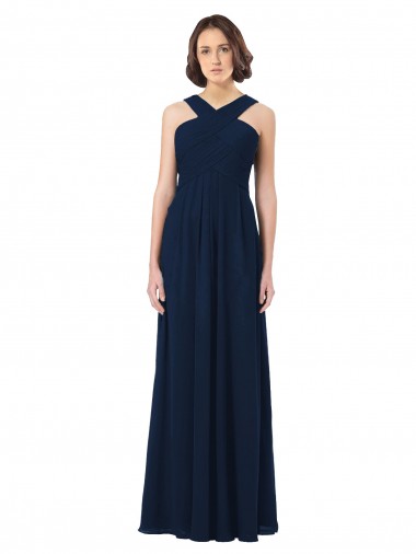 Cheap Long Chiffon Bridesmaid Dress V-Neck Top Canada