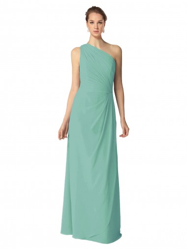 Cheap Long Chiffon One Shoulder Full Length Bridesmaid Dress Canada