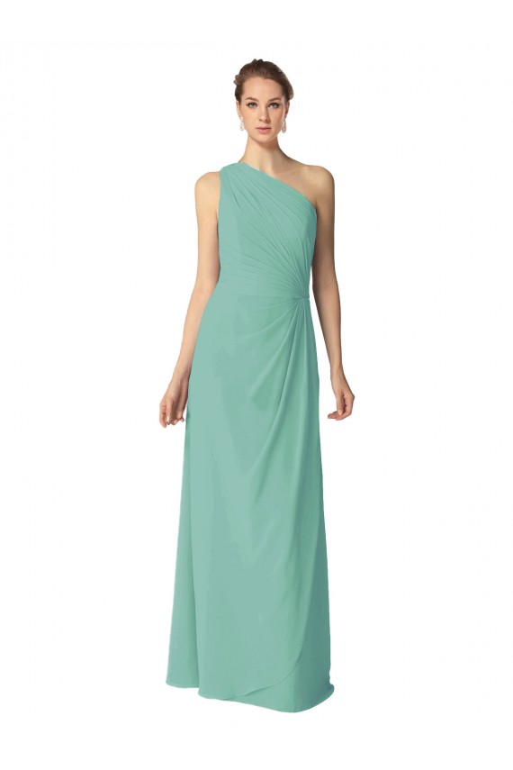 Cheap Long Chiffon One Shoulder Full Length Bridesmaid Dress Canada